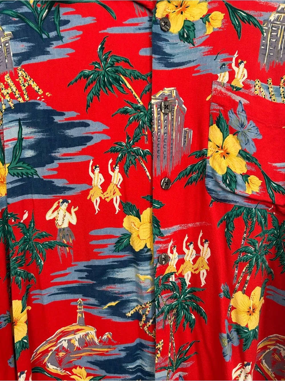 Vintage Cherokee Tropical Rayon Shirt - Red Floral Print | Size M - Picture 3 of 4